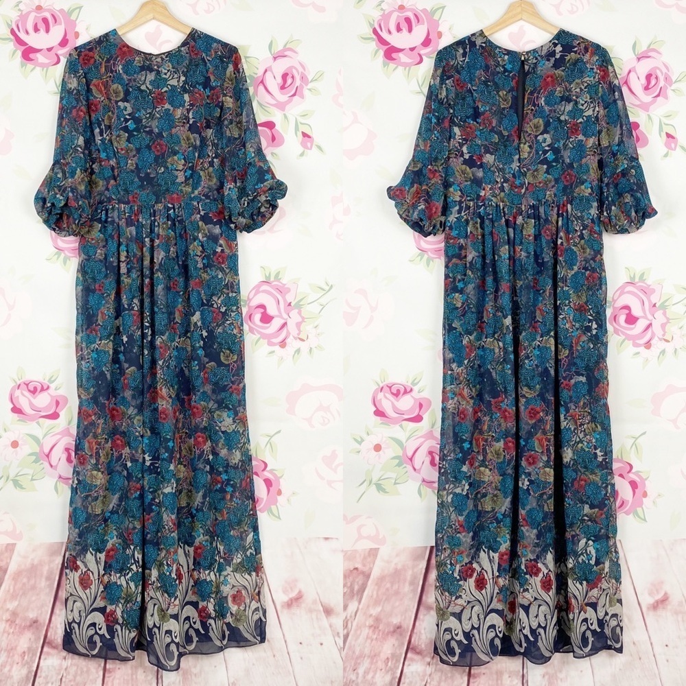 NEW Allyco Printed Floral Boho Romantic Maxi Dress - Picture 1 of 8